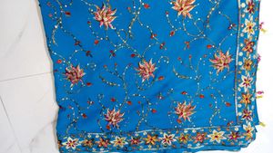 Stunning Blue Embroidered Saree with blouse