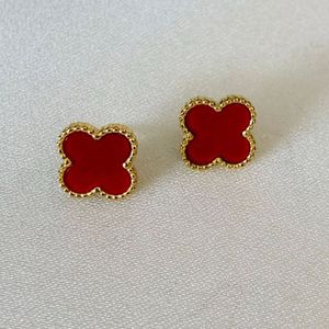 Red Clover Stud Anti Tarnished Earrings