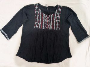 Embroidered Black Kurta