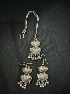 Oxidized Silver Necklace with Earrings