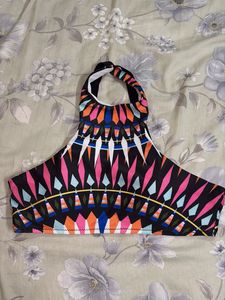 Vibrant Geometric Print Bikini Top