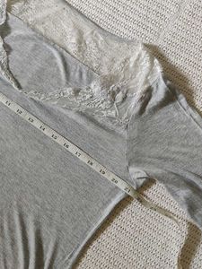 Comfy Grey Lace Trim Nightgown