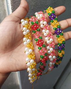 Handmade Crystal Beaded Flower Bracelet