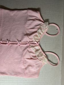 Cute Pink Lace Trim Cami Top