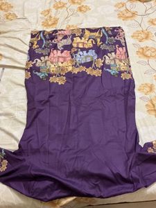 Purple Elephant Print Kurta Set with Dupatta