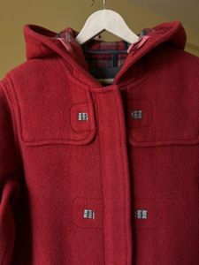 Red Wool Blend Duffle Coat
