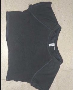 Dark Grey Basic Crop T-Shirt