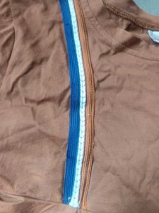 Brown Peplum Top with Ruffle Detail