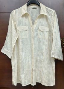 Elegant Off-White Embroidered Shirt