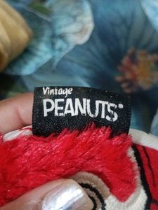 snoopy style cute red heart plush keychain