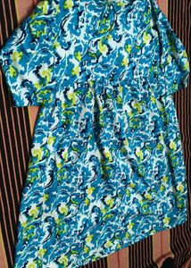 Blue &amp; White Printed Kurta