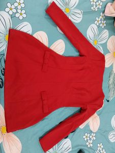 Chic Red Blazer Dress