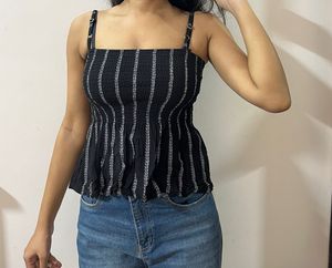 Striped Black Crop Top