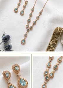 Stunning Teal Blue Crystal Jewellery Set