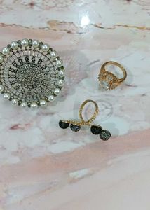 Combo of 3 Pearl and stone Rings