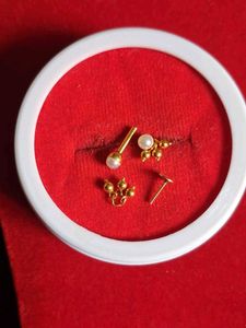 Gold Pearl Stud Earrings