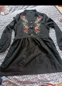 Black Embroidered Tunic Top and one kurta