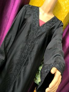 Elegant Black Abaya Anarkali Burqa  with Embroider