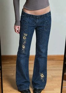 ♡Y2k! Cute Embroidered Bootcut Jeans ♡