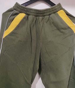 Olive Green Wide Leg Track Pants