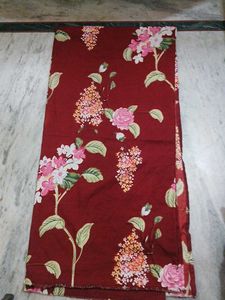 Maroon Floral leaf Print Double bed Sheet