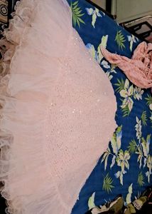 Pink Sequined Lehenga with Ruffled Tulle