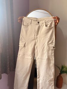 off white color cargo denim