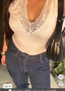 White Lace Trim Top