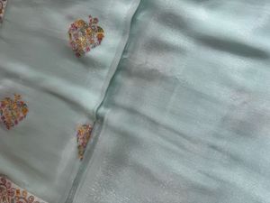 Exquisite Embellished Light Blue Saree