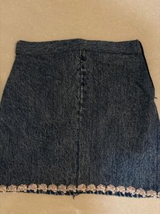 denim pinteresty beaded mini skirt