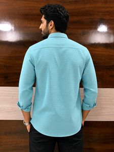 Light Blue Textured Long Sleeve Shirt