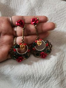 Elegant Rose Dangle Earrings pack of two