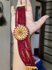 Stunning Red Beaded Choker Necklace Set