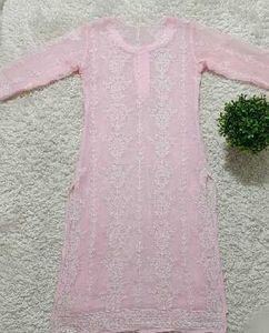 Elegant pink chikankari Embroidered Kurta