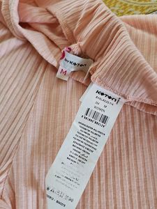 Peach Ribbed Flare Pants