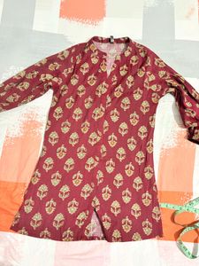 Maroon Printed Kurta