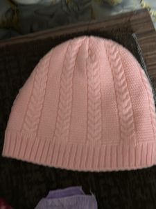 Cute Pink Knit Beanie Hat