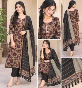 Floral Print Kurta Set with Dupatta