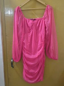Sheer Sleeve Ruched Dress