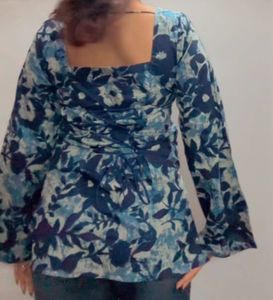 corset back Floral Print Bell Sleeve Kurta
