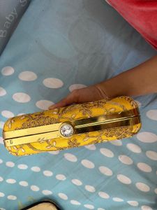 Yellow Embroidered Clutch