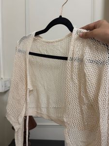 Sheer Crochet Cropped Cardigan