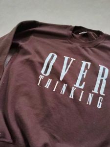 brown "Overthinking" Graphic Sweatshirt hoodie