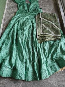 Elegant Green Mirror Work Lehenga Choli Set