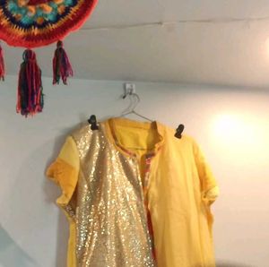 Yellow Sequined Indian Kurti