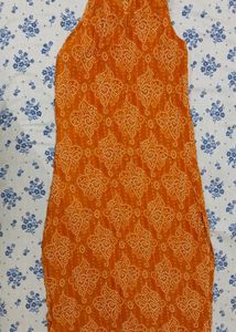 Orange Ethnic Kurta with White Pants
