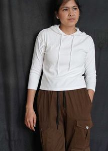 Cozy White Ribbed Hoodie
