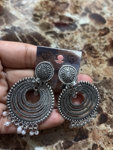 Oxidised Silver Jhumka Earrings