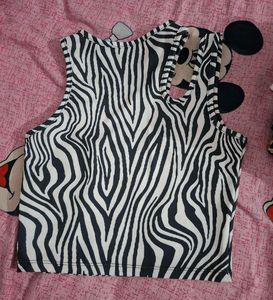 Zebra Print Cutout Tank Top