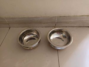 Unused 2 Pieces Stainless Steel Bowls Copper Base